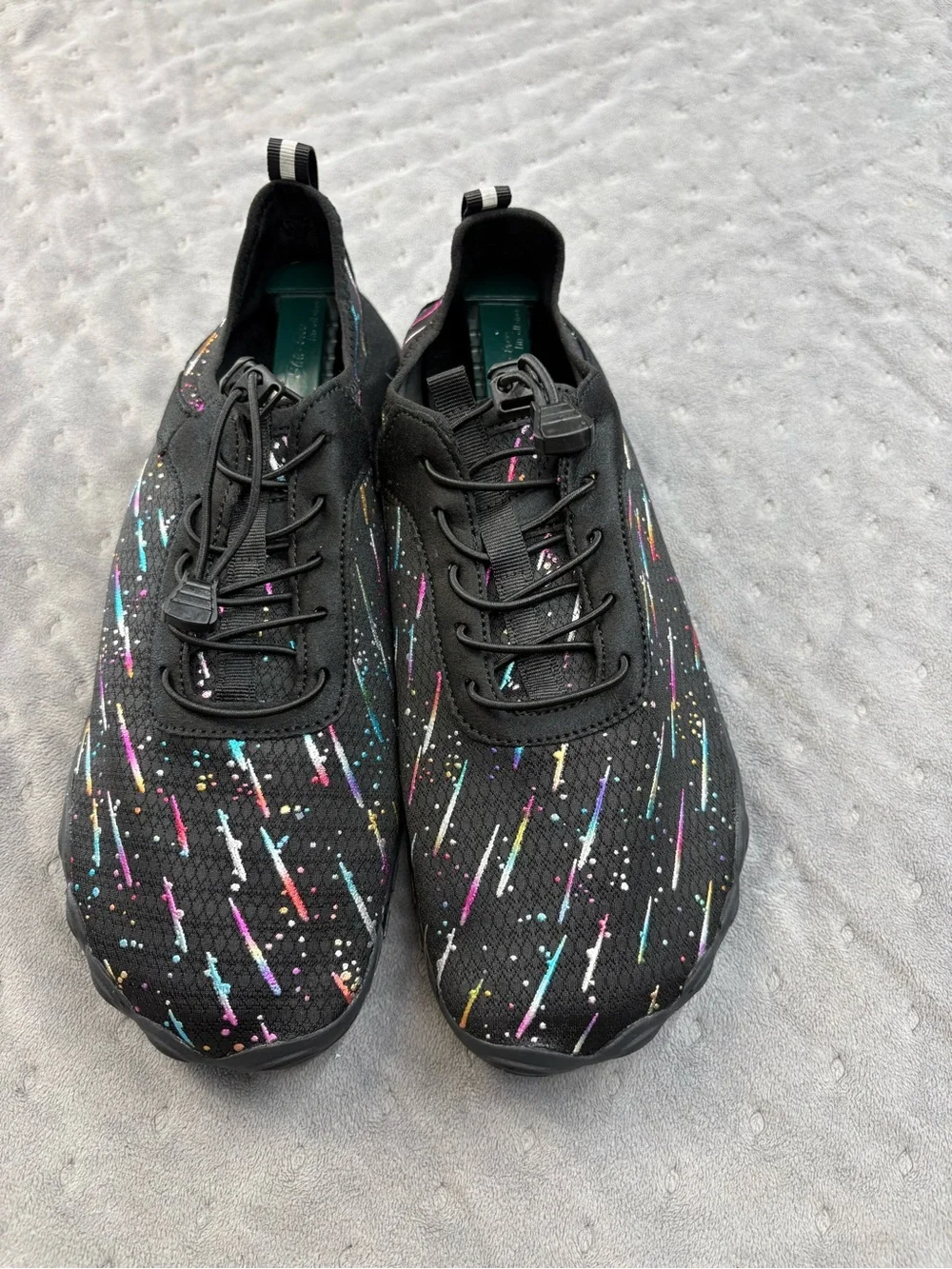 Men's Black Boat Shoes with Color Splash Accents